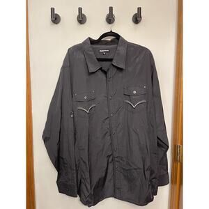 VINTAGE RICH KIDS JEANS BUTTON UP SHIRT MENS 4X RETRO Y2K BLACK WESTERN